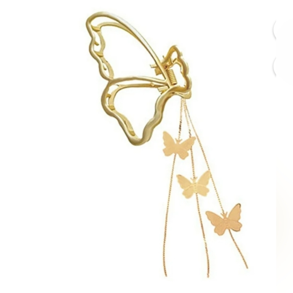 Gold Butterfly Hair Claw With Tassel BNIB